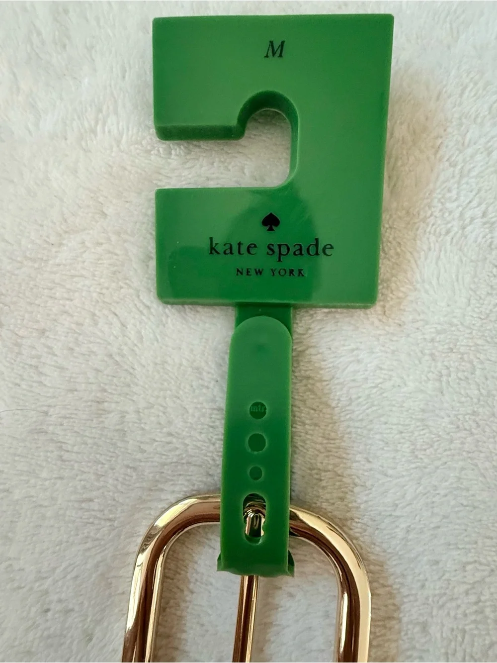 New Kate Spade Cream Leather Belt with Gold Lock & Key Charm - Size Medium (NWT)